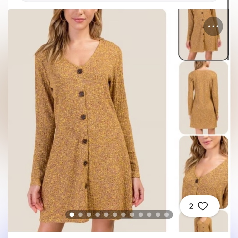 NWT Alya Sherlyn Button Down Knit Dress SZ S Multicolor Button Down Long Sleeve